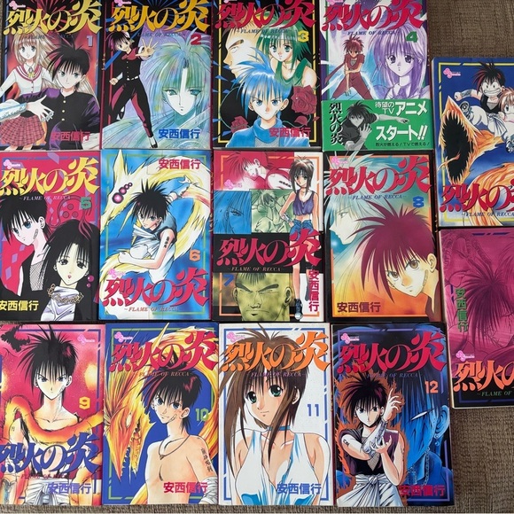 Flame of Recca Manga Book Set 1-14 with Red and Yellow Covers - Picture 2 of 2